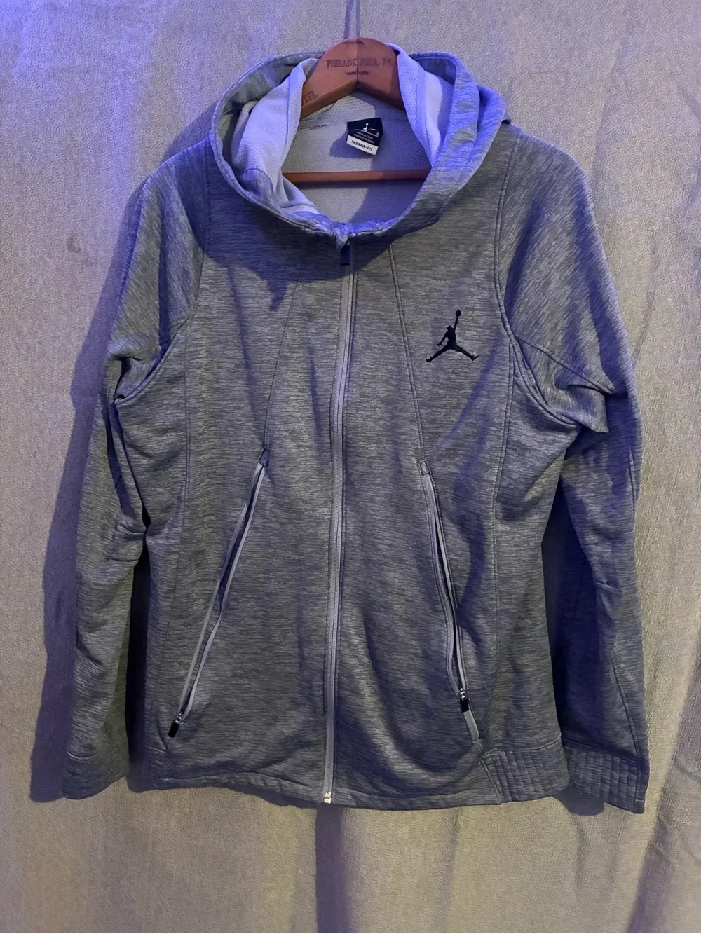 Jordan Light Gray Full-Zip Hooded Jacket